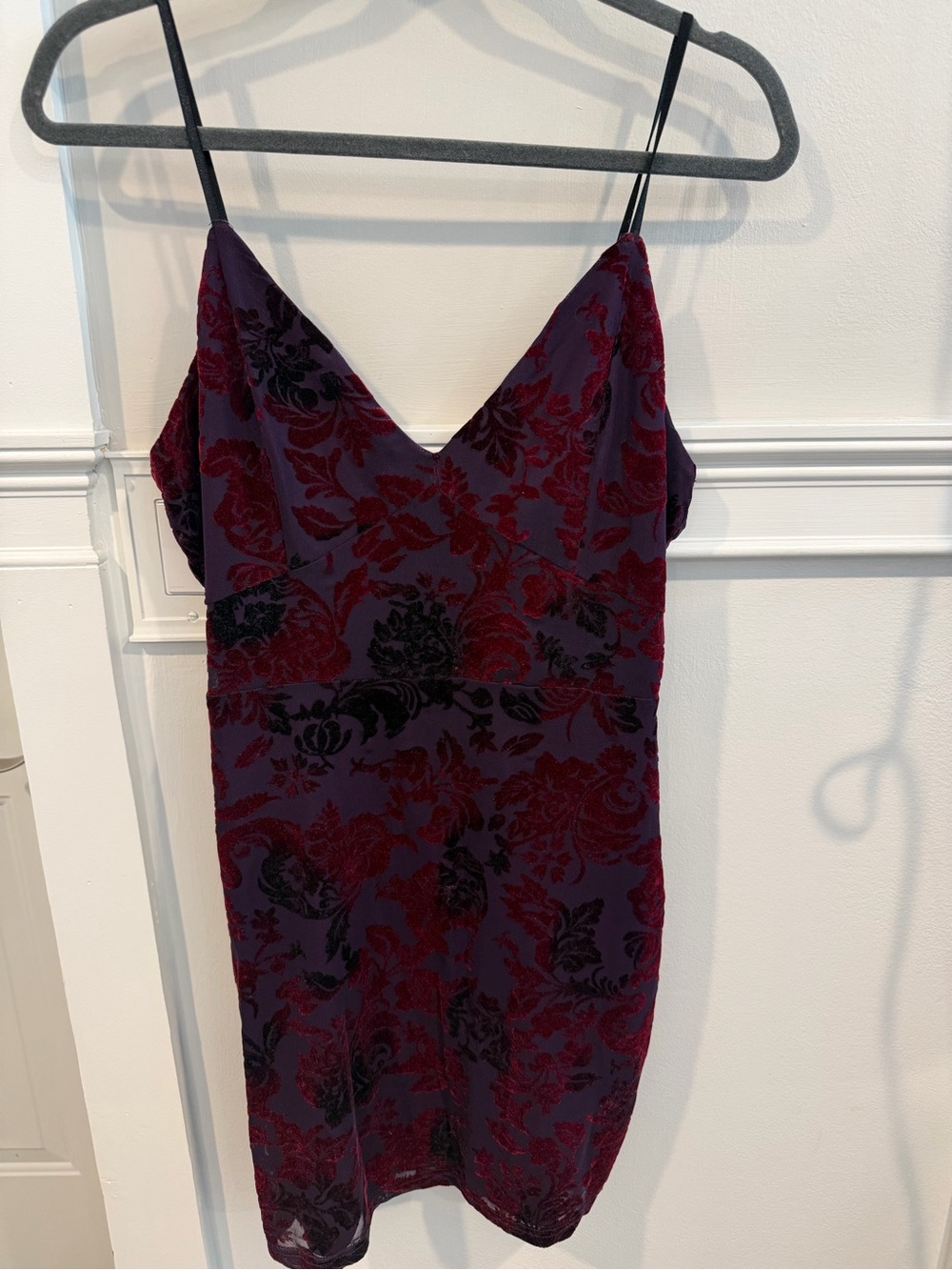 Lulu's Plum Slip Dress with Wine Velvet Burnout Floral